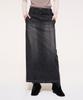 Etmont Wide Belt Long Denim Skirt, Black