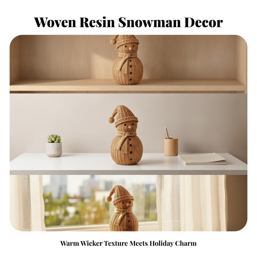 Figurine Bonhomme de Neige en Résine Ornements Cosy Détaillés pour Étagère