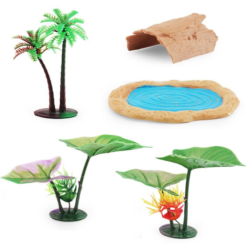 Simulation Pond Tree Lotus Leaf Frog Model Micro Scene Frog Fish Pond Accessories Set Ornament Toy