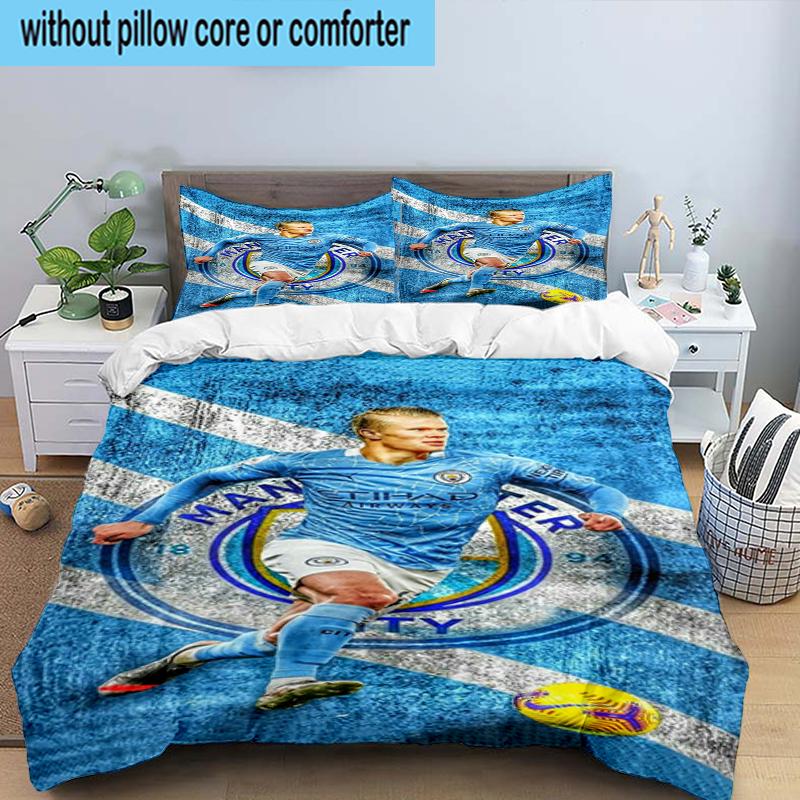 Haaland Calciatore Set Biancheria da Letto 3 Pezzi Stampa 2D (Include 1 Copripiumino + 2 Federe Senza Imbottitura), Decorazione camera da letto, Regalo ventilatore