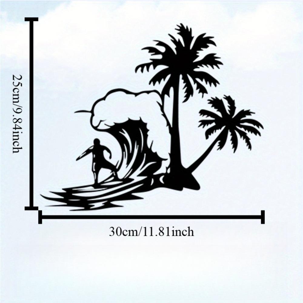 

1pc Surfing Palm Tree Metal Wall Art Statue Mural for Tropical Bedroom Beach Patio Summer Decor Gift Coastal Enthusiasts Rust Resistant 12in