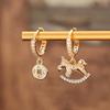 Exquisite Chinese Zodiac Zircon Earrings - High-End Fashion Ear Cuffs for Women