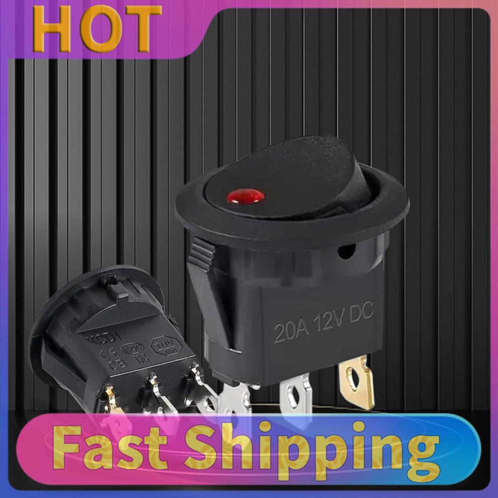 4Pcs Lighted Rocker Switch with LED Light DC 12V 20A Round Rocker Toggle Switch SPST ON/OFF Switch for Car Automotive Boat Truck