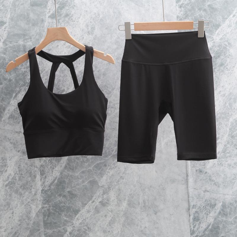 Women's Yoga Set: Cross-Back Tank & High-Waist Tummy Control Pants