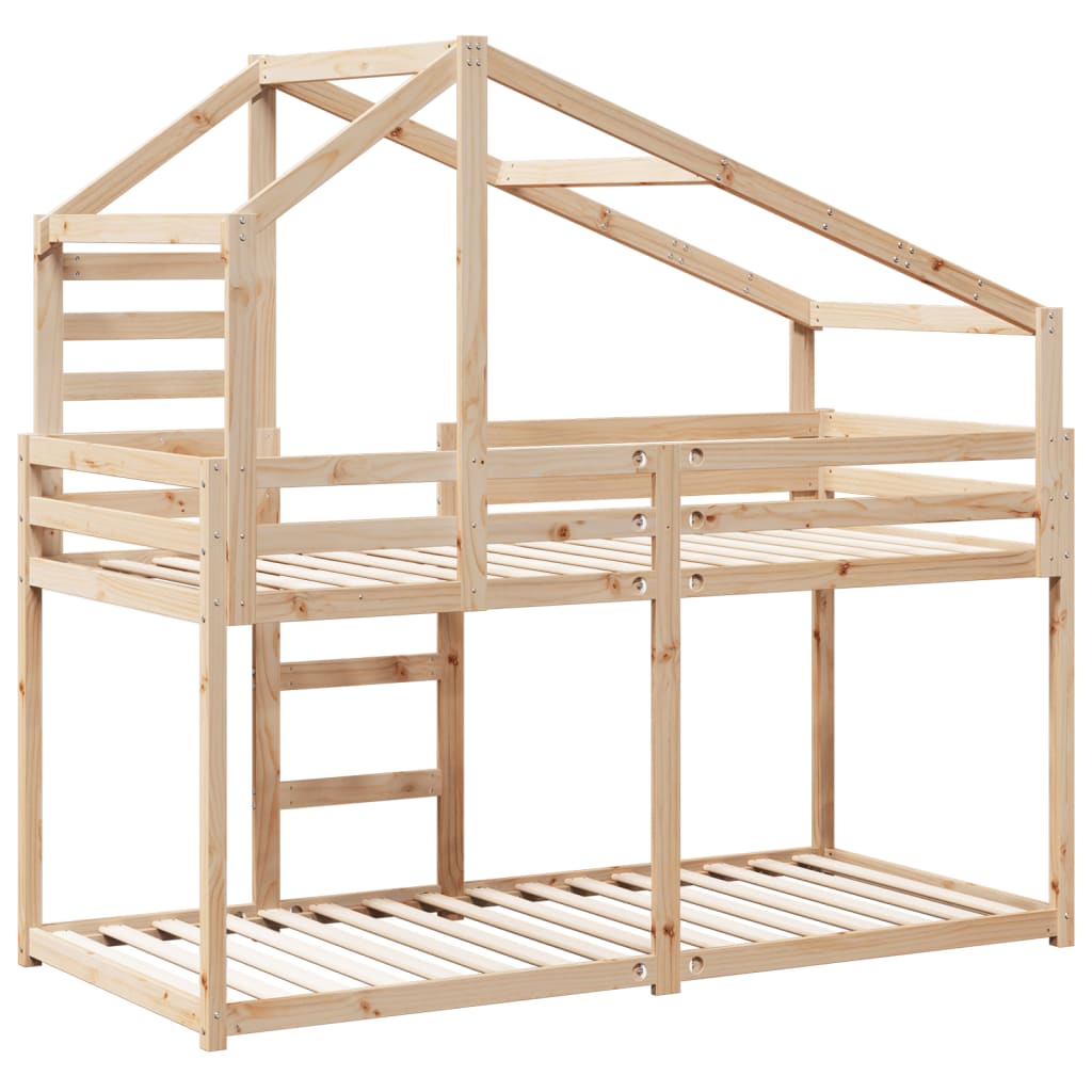 Vidaxl Bunk Bed with Canopy, 80X200 Cm, Solid Pine Wood