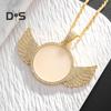 Custom Photo Necklace Angel Wings Picture Frame Pendant Necklace Hip Hop Jewelry for Men Women Valentine's Day Birthday Gifts