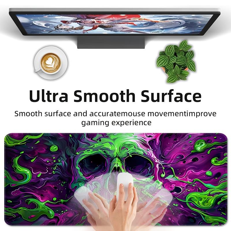 Green and Purple Skull Gaming Mouse Pad Large Mousepad XXL Table Mat Anti-slip Keyboard Rug Laptop Desk Game Office Home Writing