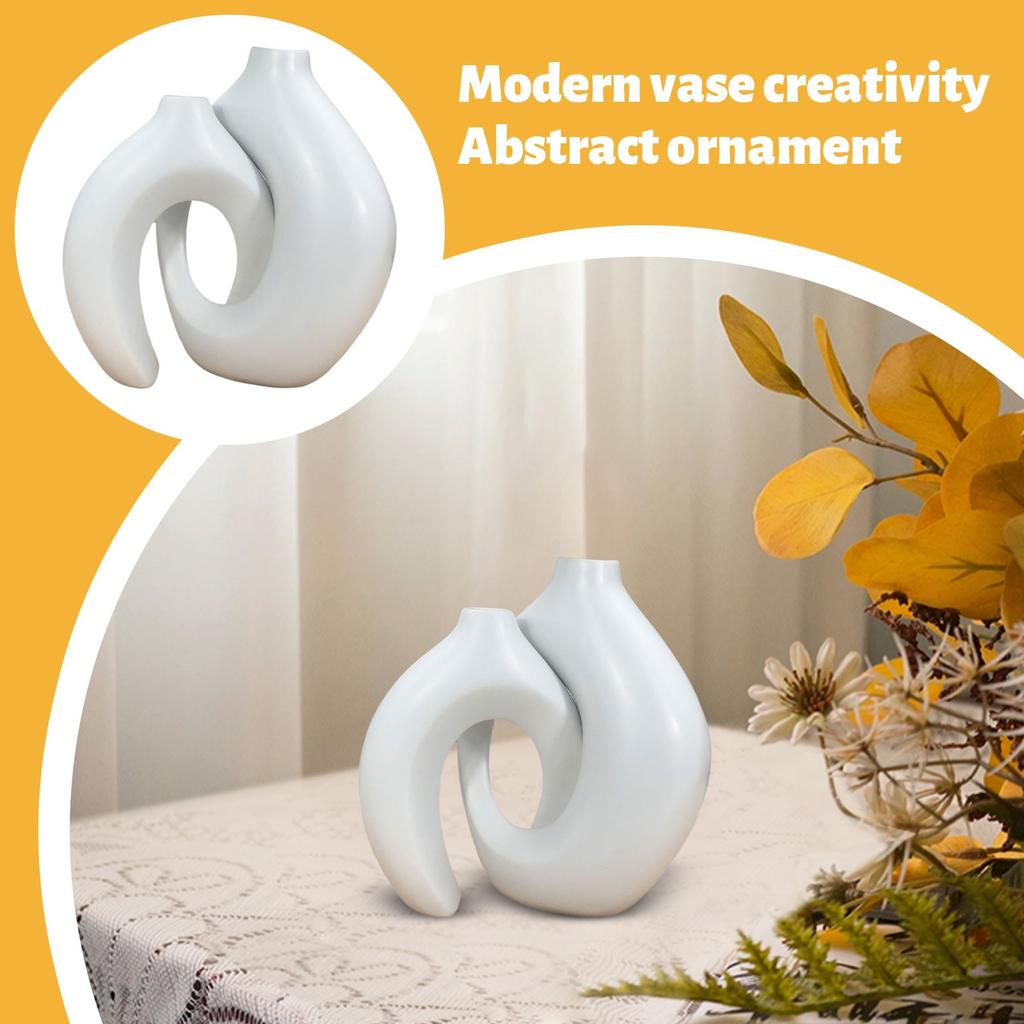 Hollow Nordic Modern Vase Set of 2 for Modern Home Decor Plastic Imitation Ceramic Hollow Flower Vases for Living Room 2025
