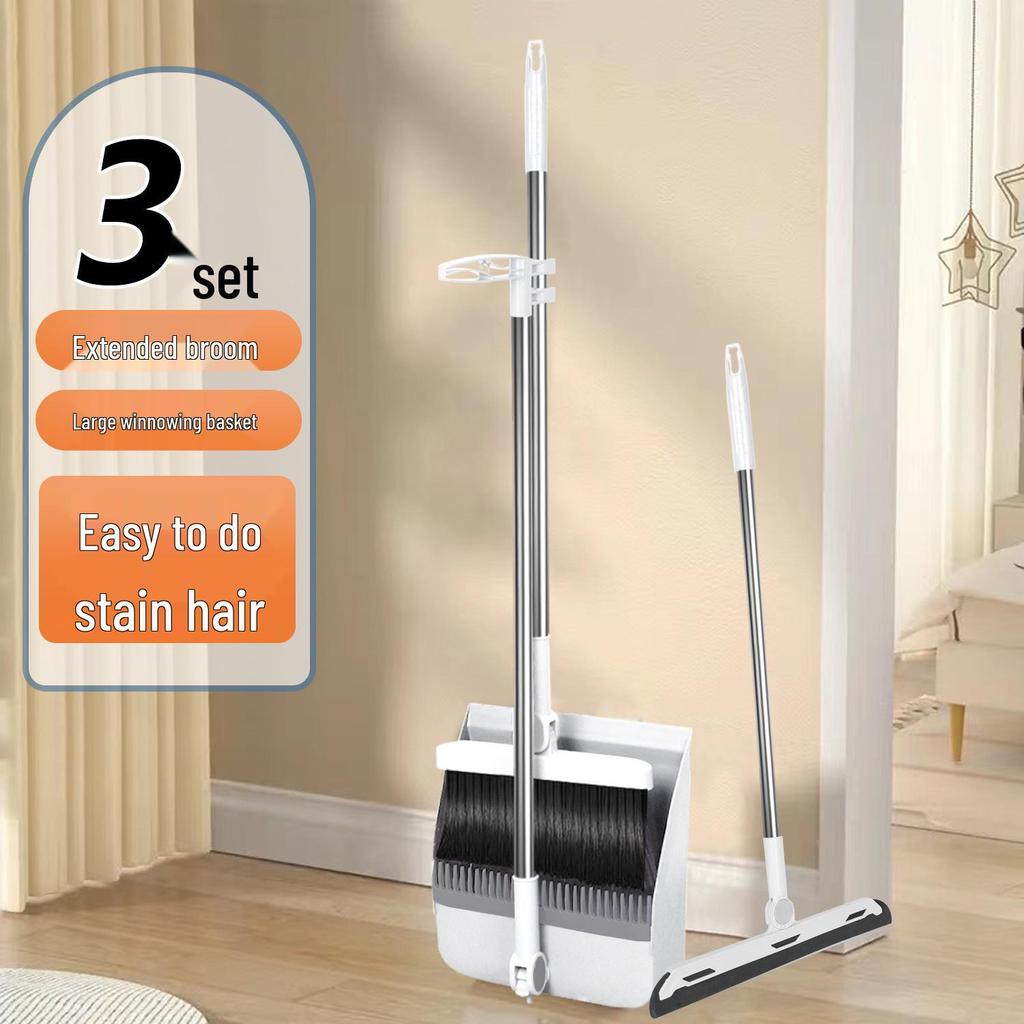 Magic Broom and Dustpan Set with Wiper and Hair Picker for Home Cleaning
