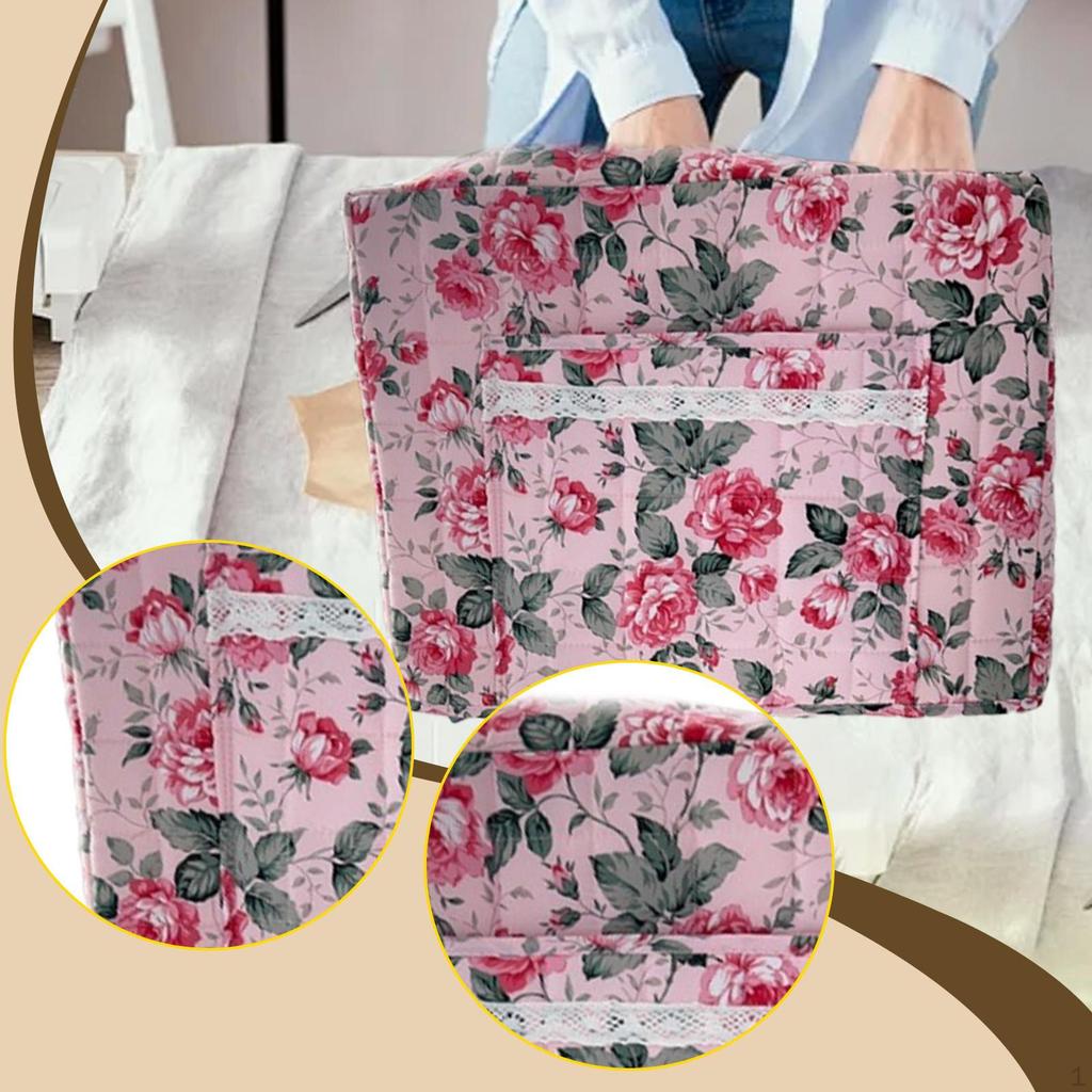 Cover for Sewing Machine, Elegant Tool Storage Bag with Floral Print And Pocket.