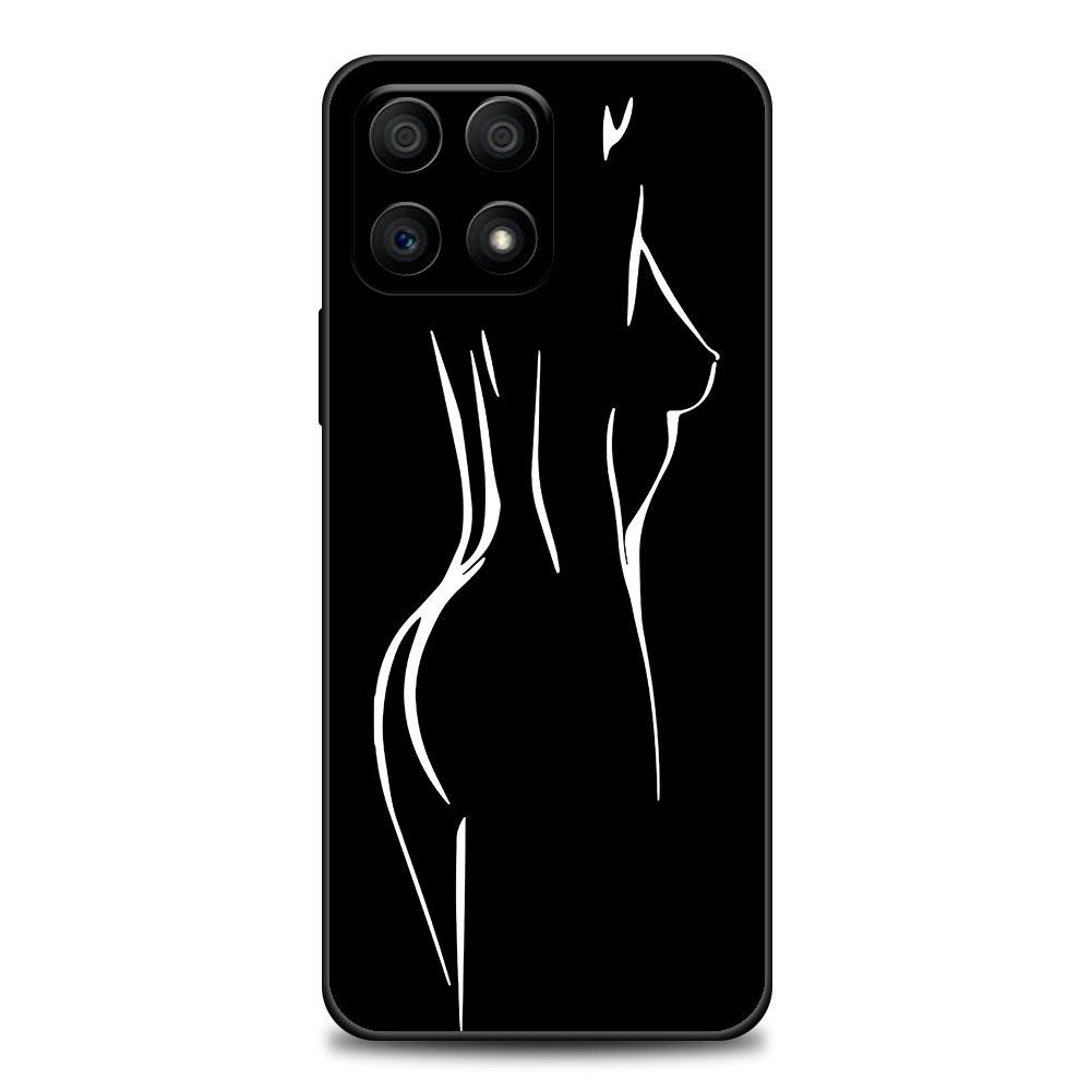 Minimalist Line Art Sexy Lover Kiss Phone Case For Honor 50 30 10 Lite 30i 20 20e 9A 9C 9X Pro 8X Nava 8i 9 Y60 Cover Soft Cases