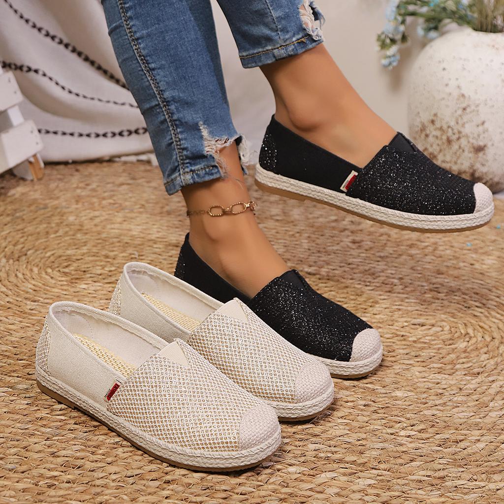 Women Flats Summer New Canvas Shoes Breathable Casual Loafers Slip-On Graffiti Espadrilles Flat Sneakers Women Zapatos De Mujer