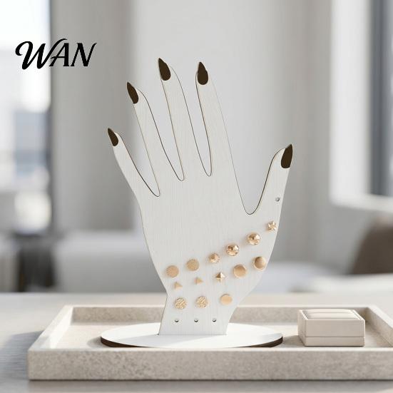 Hand-shaped Ring Stand Hand Shape Holder, 2D Wooden Jewelry Display for 3D Texture Rack Rings Necklace, Minimalist Dresser Decor, Decorative