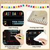 Pajean First and Last Day of School Board Sign Chalkboard with Ruler Frame Printing, Reble Back to School Board Wooden Double Sided Photo Prop, 14 x