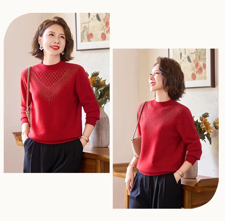 2025 Autumn/Winter Pure Wool Yangmao Sweater - Age-Defying, Stylish, and Warm Base Layer for Women
