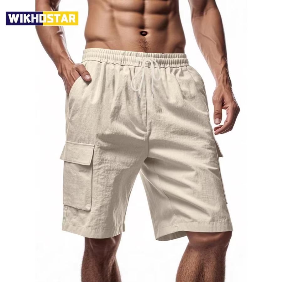 2026 New Men's Cotton Linen Shorts Pants Male Summer Breathable Solid Color Linen Trousers Fitness Streetwear S-3XL