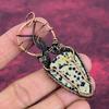 Dalmatian Jasper Gemstone Pendant Copper Wire Wrapped Jewelry Handmade Pendant