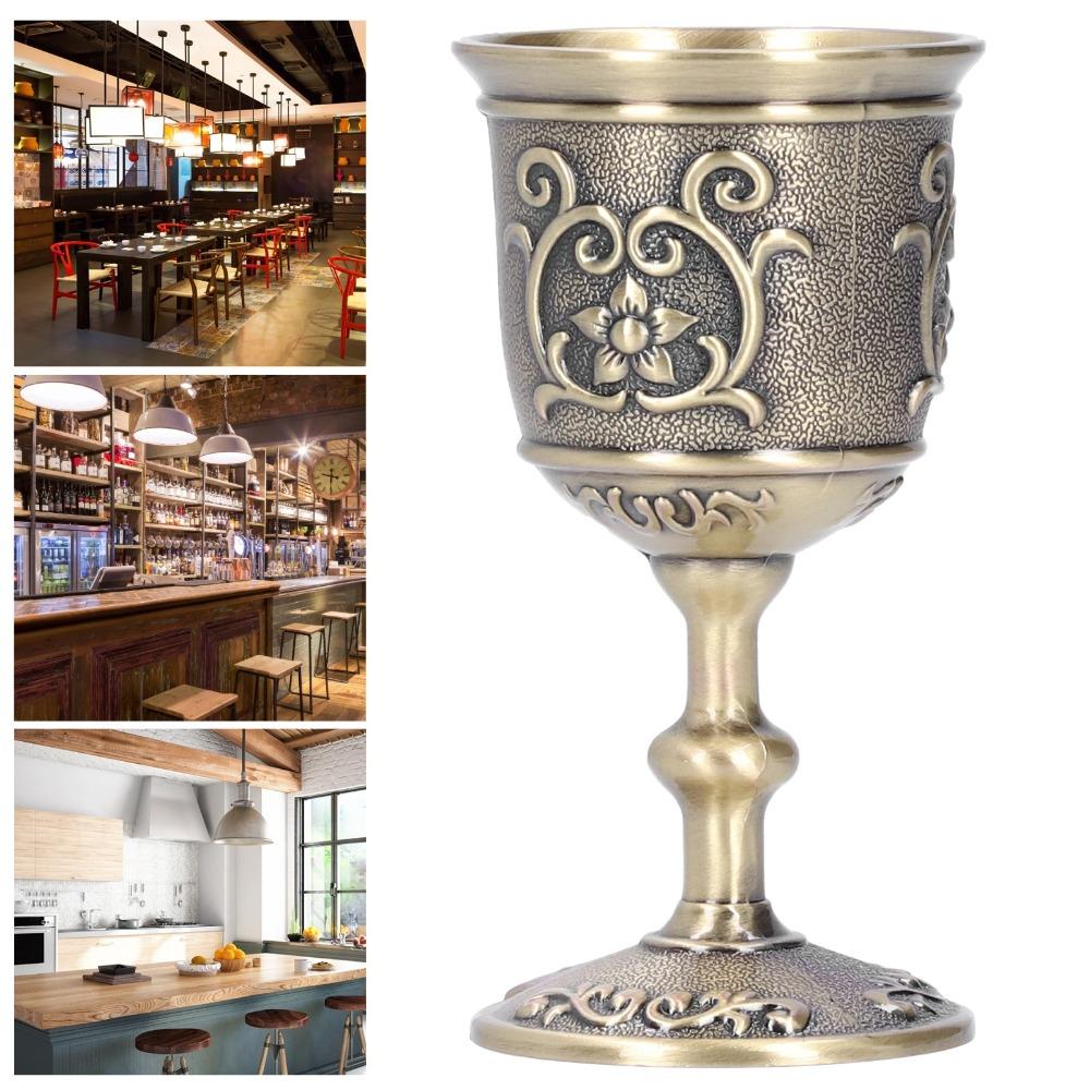Calice Européen Gravé Métal Coupe à Vin Médiévale Coupes & Calices Coupe à Vin Bronze Pour Bar à Domicile