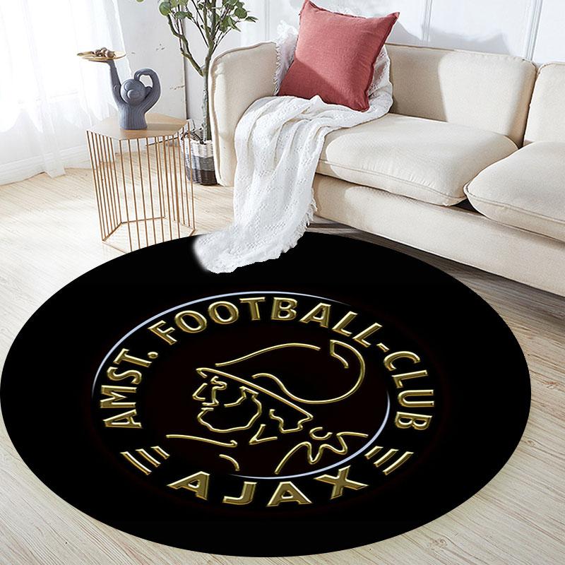 AFC Ajax Amsterdam Printed Round Rug, Non Slip Washable Circular Carpet For Living Room Bedroom Playroom, Sports Fan Decor, Holiday Birthday Gift