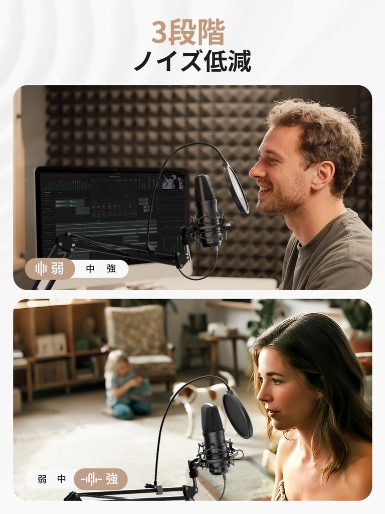 Maono USB Condenser Microphone XLR Desktop Microphone Plug Play Unidirectional with Arm Stand Noise Reduction Compatible with Recording Live Streaming