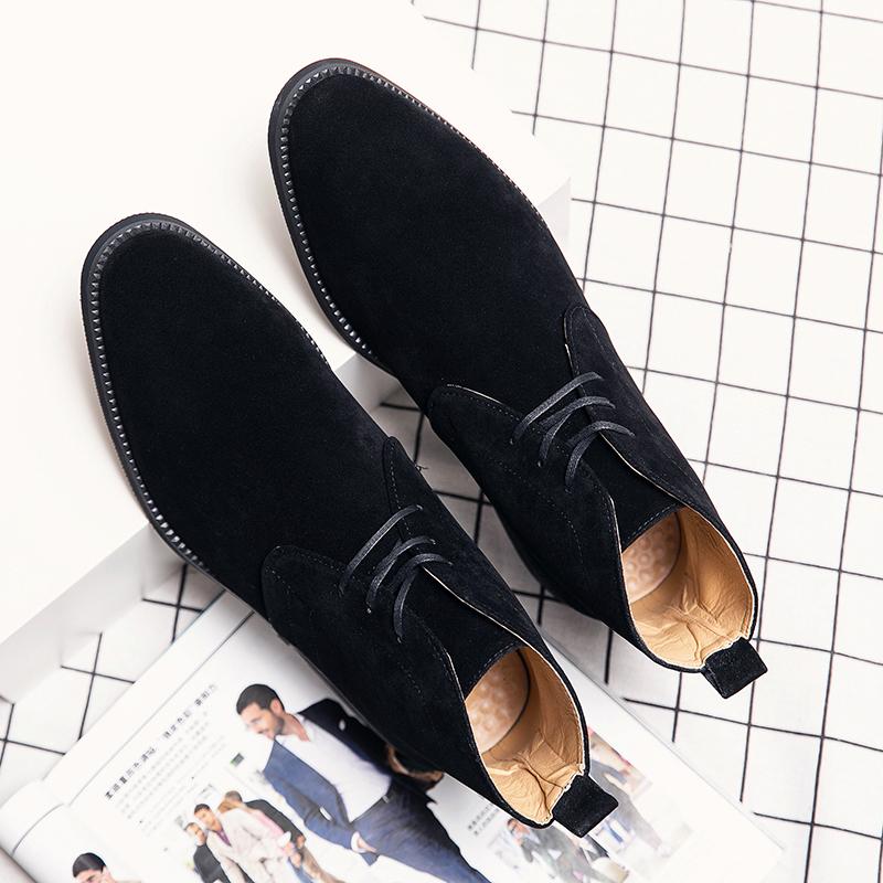 New Chelsea Boots Men Classic Boots Male Fashion Shoes Men Lace-up Casual Botas Black Brand Men Casual Shoes British Style Retro