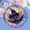 2D Mandala Wind Chime with Wizard Hat & Bat Design - Metal Hanging Decor for Garden, Indoor & Outdoor Use, Perfect for Halloween, Thanksgiving
