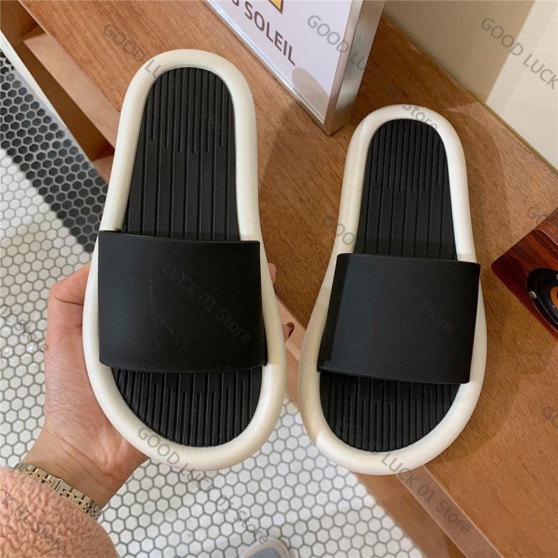 

Fashion 2025 New Korean Sle Women s Slippers Indoor Comfortable Simple Faion Summer Outdoor Sandals Flat Heel PVC Material 40-41 чёрный