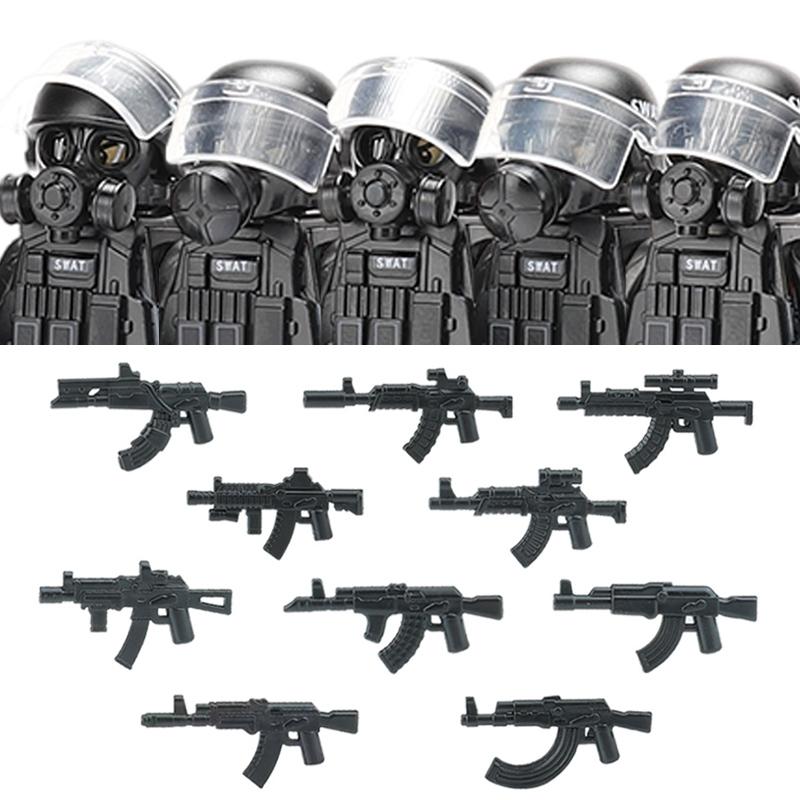 Polizia Cittadina Cina Forze Speciali Blocchi di Costruzione Soldato d'Assalto Figure SWAT Maschera Difesa Gas Armi Militari Mattoncini Giocattoli Bambini