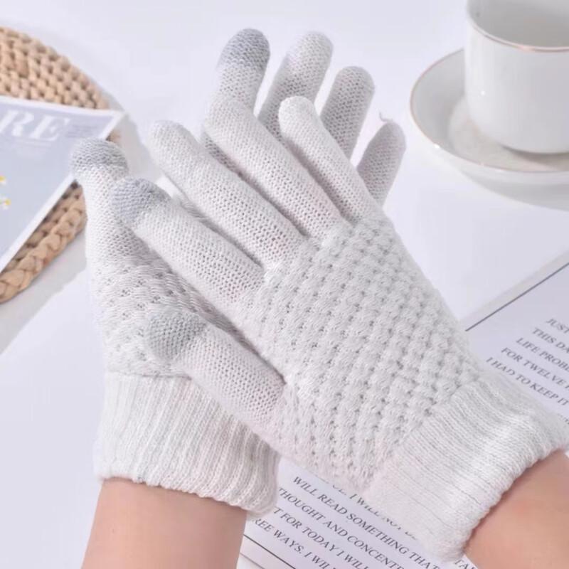 Wenxiang Autumn/Winter Cycling Warm Fleece Knitted Gloves