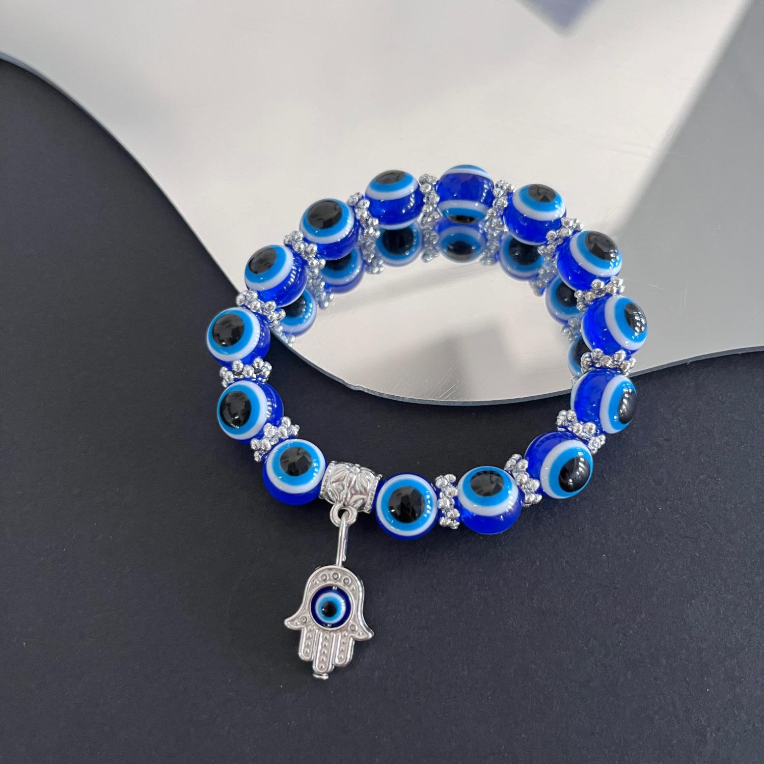 JYL TS Bracelet Hamsa Hand  Evil Eye Design Safety & Positive Energy Flow T603 море салатовый