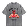 Anime Washed T-Shirts Hip Hop Retro Punk Gothic Y2K IPPO Print T-Shirts Harajuku Casual Cotton Vintage  Short Sleeve Top