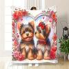1pc Adorable Yorkshire Terrier Puppy Print Soft Polyester Blanket - Cozy All-Season Throw for Home, Office, and Outdoor Use - Perfect Gift Idea with P