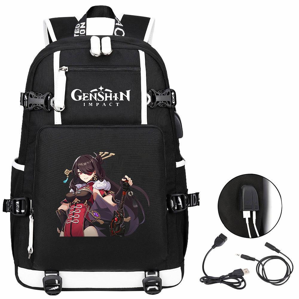 Genshin Original God, Peripheral Printing Backpack Large Capacity Travel Bag Student Computer School Bag