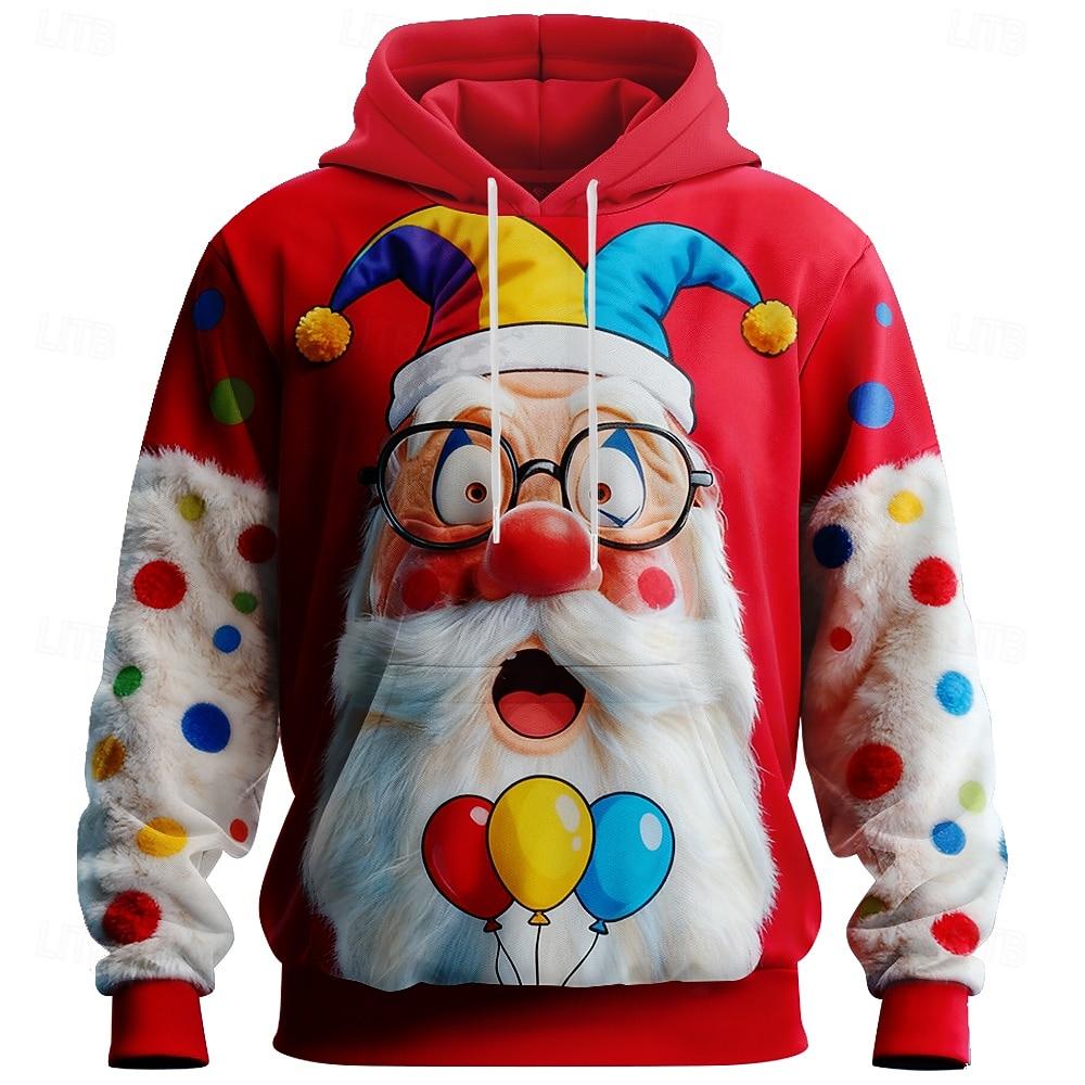 3D Cartoon Santa Claus Sweatshirt – Stylish, Fleece-Lined, Thickened Men’s Crew-Neck Pullover, Perfect for Autumn and Winter Parties