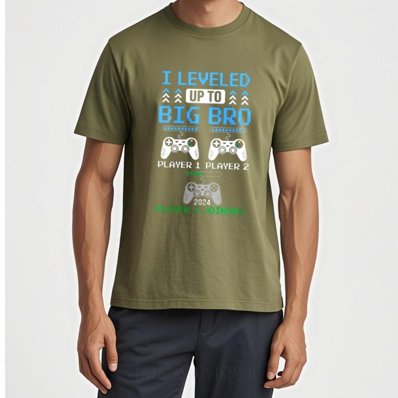 

New Arrived Teenagers Round Neck tshirt Brand I Leveled Up To Big Bro Player 1 Player 2 Player 3 Joining 2024 Classic Tshirt 4XL