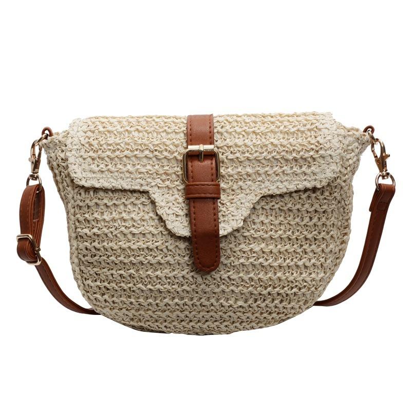 Retro texture literary street shooting seaside vacation small fresh and sweet woven shoulder messenger bag