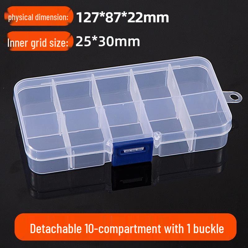 Transparent Multi-Compartment Storage Box for Electronics and Small Parts