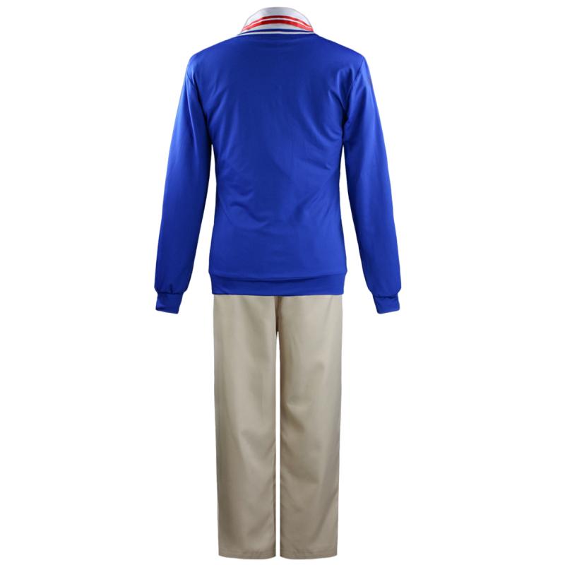 Anime WONDER EGG PRIORITY Momoe Sawaki przebranie na karnawał czerwona peruka z niebieskim płaszczem koszula spodnie stroje świąteczne ubrania karnawałowe