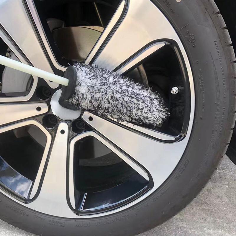 Set da 2 Pezzi Spazzola Super per Lavaggio Auto Microfibra Premium Spazzola per Cerchioni Manico Morbido Antiscivolo Facile Da Pulire Raggi Cerchioni Auto Accessori Auto