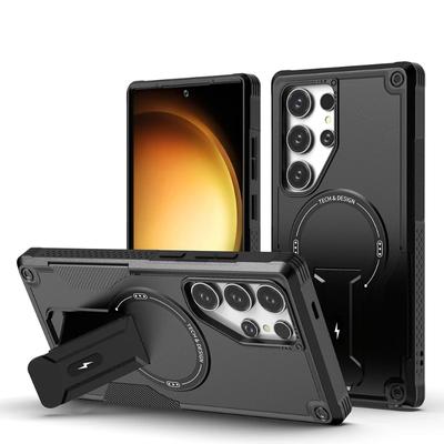 Coque de protection de luxe robuste pour Samsung Galaxy S25 S24 Ultra Plus Magsafe avec chargement sans fil et béquille magnétique antichoc