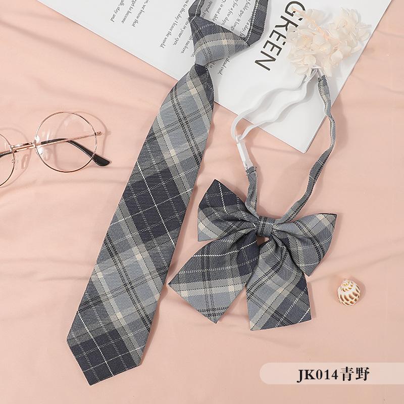 Jkdk Japanese Korean Version Of Striped College Style Red Cyan Gray Blue Shirt Men'S And Women'S Accessories Free Tie Tie Set