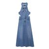 Fashion Style 2024 Summer New Arrival Female Adult Lady like Woman Vacation Style Cut Out Slit Denim Dress Uwh864