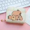Cute Cartoon Capybara Short Wallet PU Leather Zipper Coin Purse Multi Slot Credit Card Holder Waterproof Storage Bag Key Bag