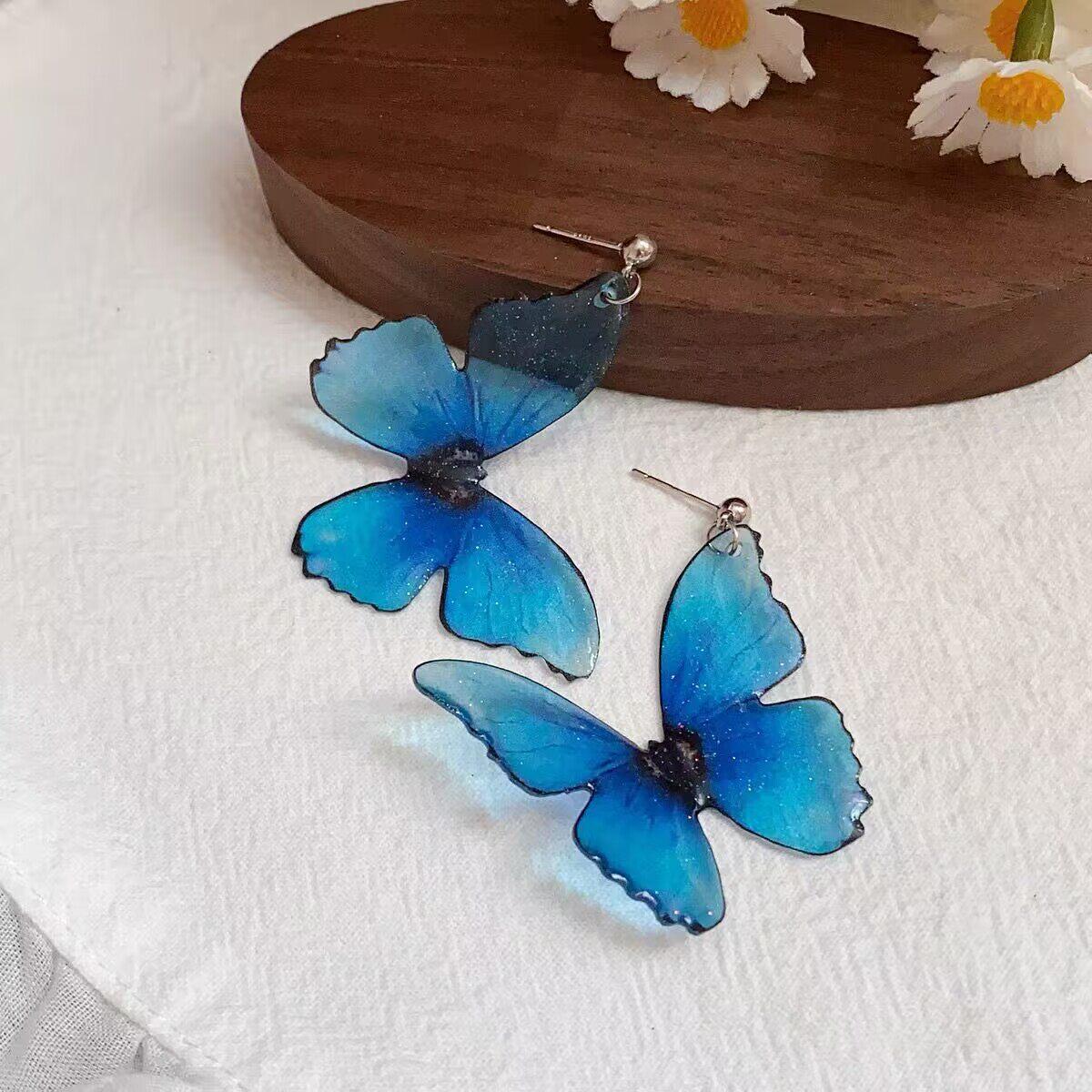 

Dreamy Clear Blue Butterfly Drop Earrings for Women Girls Fresh Sweet Acrylic Dangle Earrings Birthday Party Jewelry Accessories