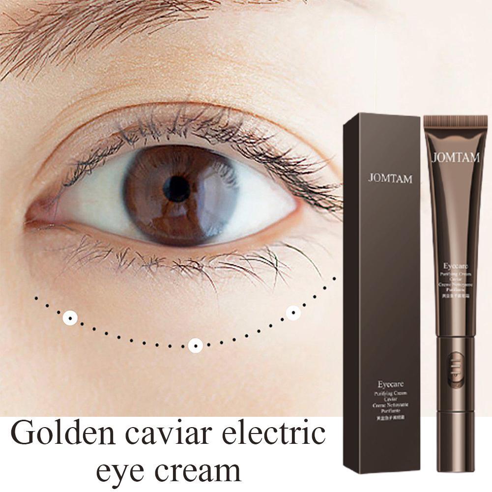 2 In 1 Gold Caviar Eye Cream Electric Massager Anti Age Remove Dark Circles Serum Roller Vibration Massage Eye Care