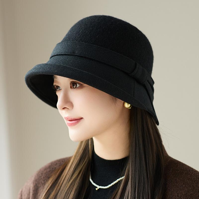 Middle-aged and Elderly Fashion Basin Hat Women's Autumn and Winter Elegant Warm Top Hat New Fashion Bucket Hat