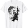 Owl Moon Tree Animal Print Art Animal Lover Owl T-Shirt