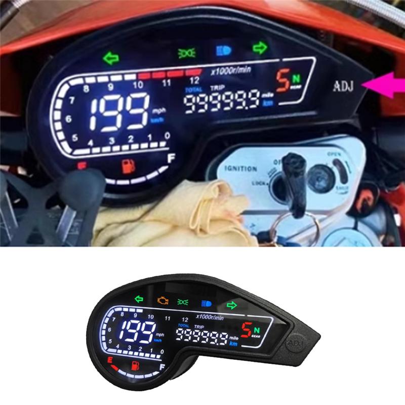 Motorcycle 12V Digital Tachometer LCD Speedometer Dashboard For Honda NXR150 NXR125 2003-2014
