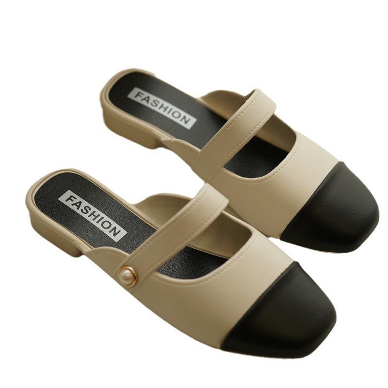 Baotou half slippers women's spring new commuter temperament color matching cool slippers