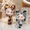 Bag Hanging Lace Leopard Print Cat Plush Keychain Vinyl Face Doll Pendant  Boys and Girls